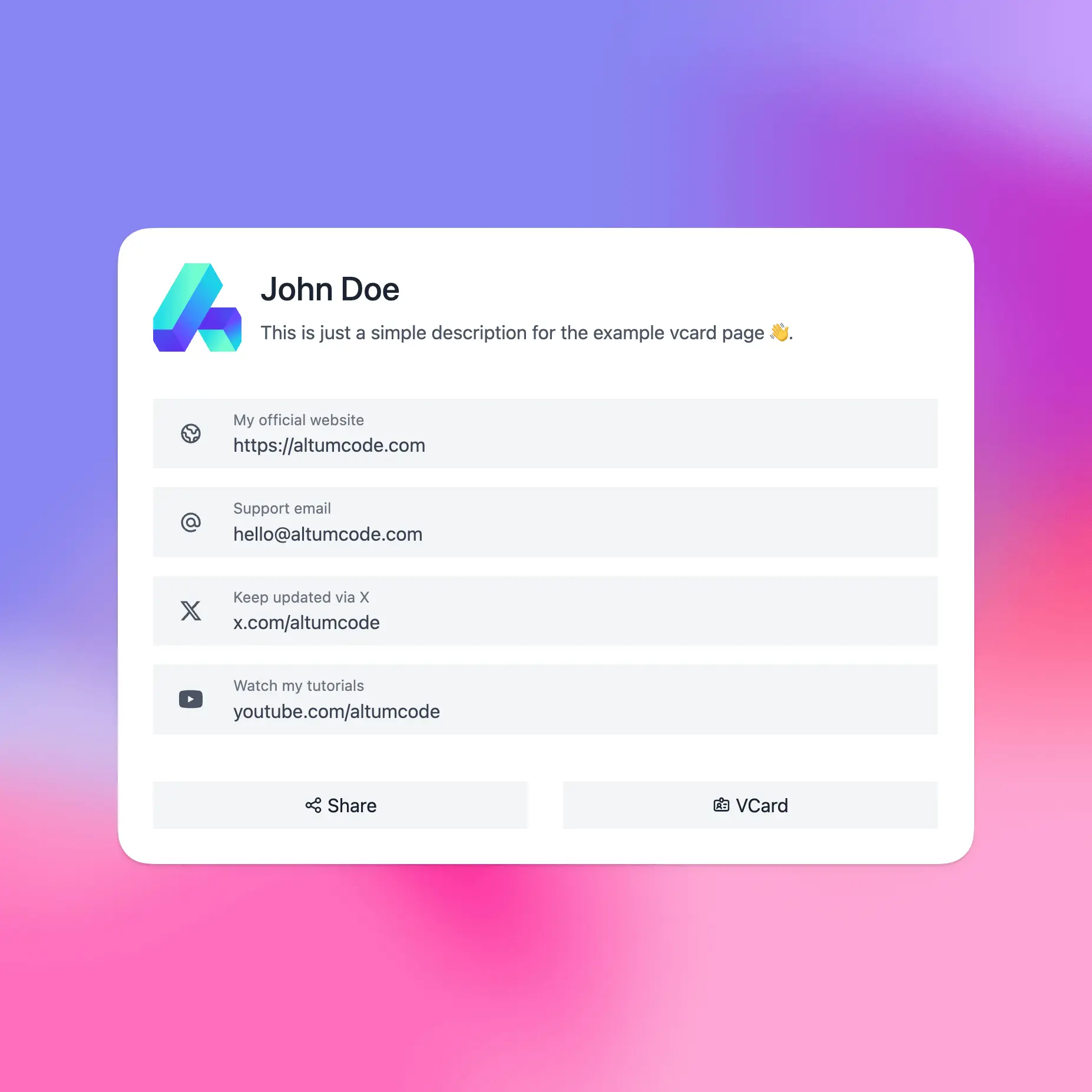 Captura de tela do tema vcard de Chicago